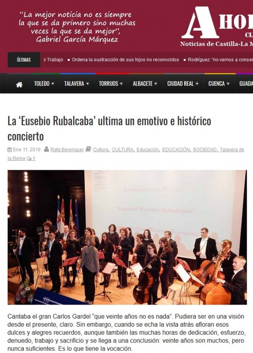 Concierto Especial XX Aniversario Orquesta “Eusebio Rubalcaba"